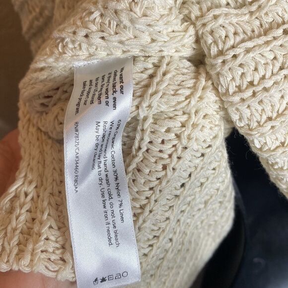 Eileen fisher white knit sweater slouchy split hem L/xl estimated organic cotton - Picture 6 of 6